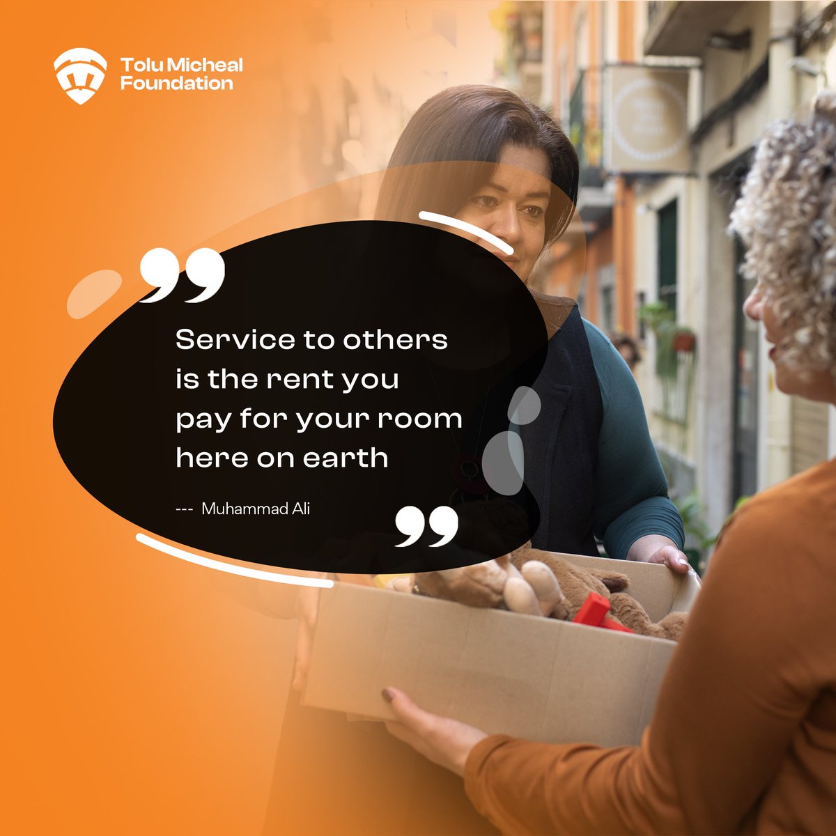 Tolumichaelfoun's tweet image. Service to others is the rent you pay for your room here on earth.

These words have stuck with me and they couldn&apos;t be more true. 

#tolumichaelfoundation #ToluMichaelFoundation #ServiceToOthers #PositiveImpact #GiveBack #SpreadKindness #MakeADifference