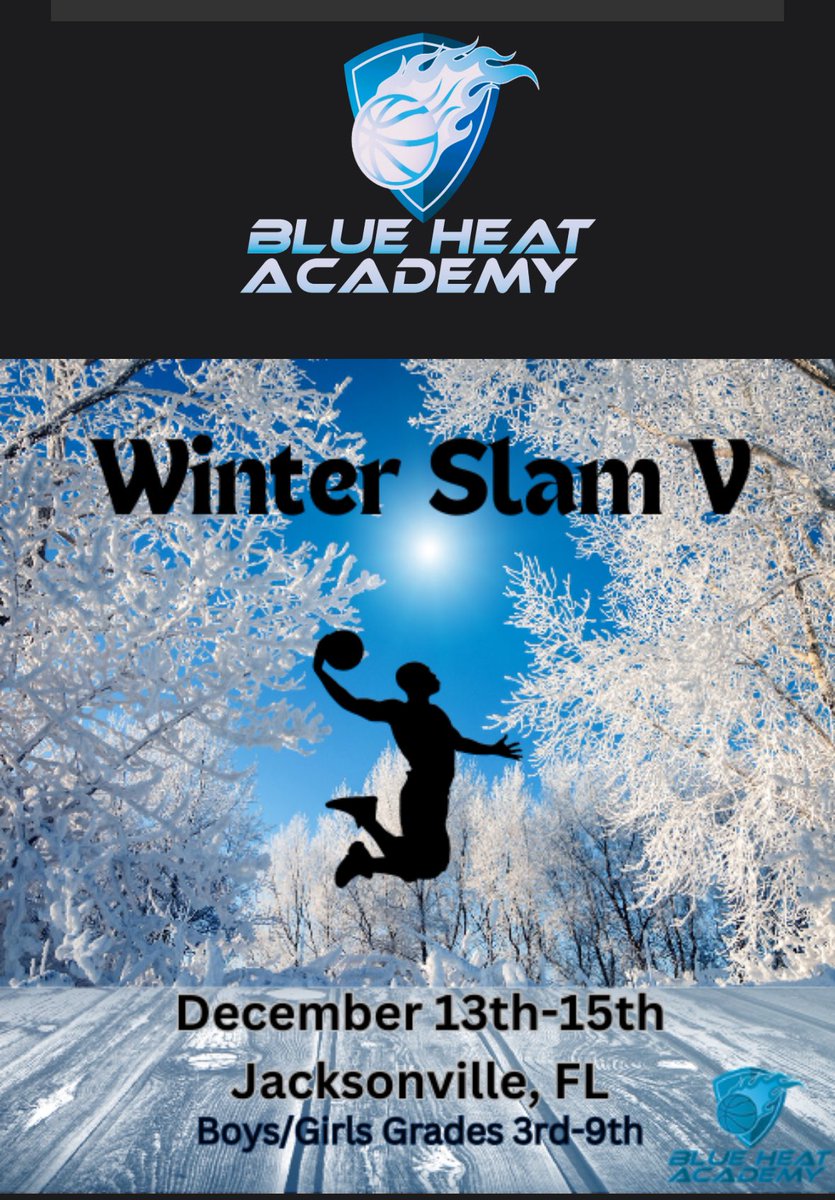 Our 5th Annual Winter Slam V Basketball Tournament is now open for registration.  Boys 3rd-9th and Girls 4th - 8th.  We expect to have 80-100 teams.  Using various gyms around Jacksonville, FL.  tourneymachine.com/E155076