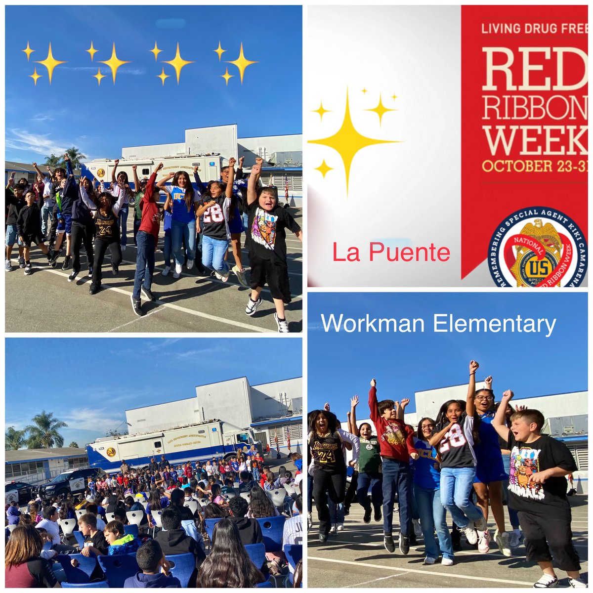 DEALOSANGELES's tweet image. Thank you Workman Elementary School in #LaPuente for your pledge to live a drug-free life. We stand with you in honoring the life of fallen DEA Special Agent “Kiki” Camarena. #RedRibbonWeek ambassadors! @DEAHQ @hlpusd #drugfree