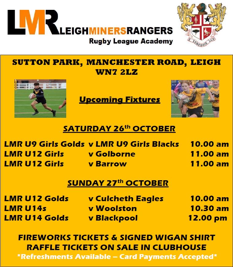🟡⚫️🏉Fixtures this weekend at Manchester Road - 🎆come and pick up your fireworks display tickets whilst you're here!!!🎆🏉⚫️🟡