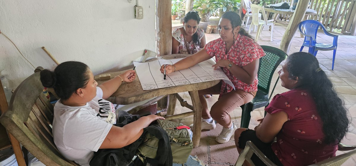 #Chinandega|Nicaragua: Nos reunimos con 30 mujeres para reflexionar sobre el Rol de la Mujer en la producción local, las labores domésticas y de cuidados. Actualmente utilizan 16 horas para realizarlas. Con apoyo de <a href="/AmicsdelaTerra/">Amics de la Terra Mallorca</a>, <a href="/AmigosTierraEsp/">Amigas de la Tierra</a> y <a href="/goib/">Govern de les Illes Balears</a>