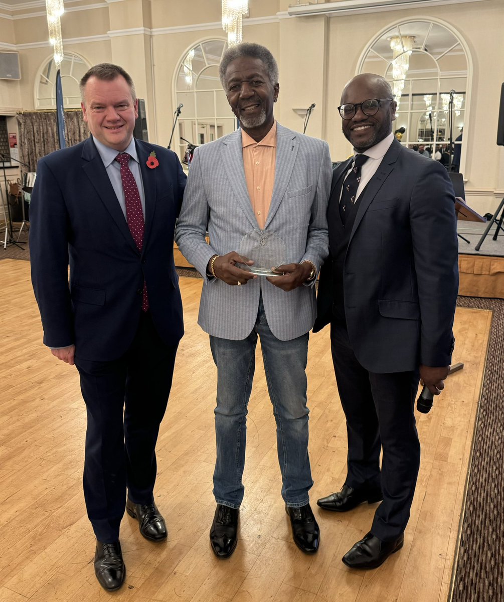 A privilege, with Cllr Sean Wharton,to present Maurice Spring with the 2024 Chris Campbell Award for his work in TV at this evening’s celebration of the remarkable contribution of the Windrush Generation to local communities. Thank you to Cwmbran Community Council for organising!
