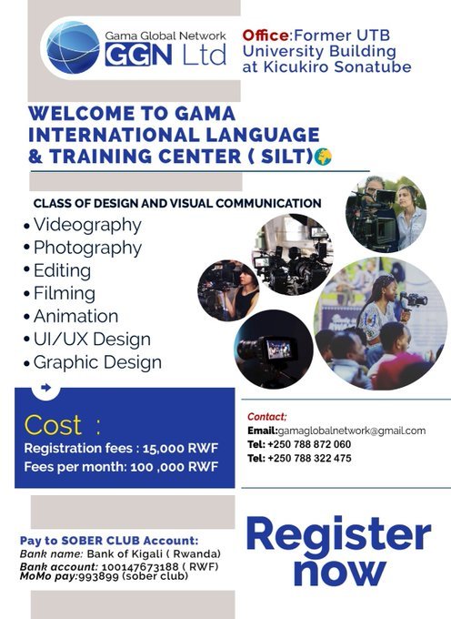 DrMbonimana's tweet photo. Ishuri Gama International Language Training Centre (GITC) twigishe #Ikidage , #Icyongereza, n'ibindi nka #Photography Twigishiriza #Online cg ahahoze #UTB #Sonatube
Kanda hano wiyandikishe tuzatangira ku wa 28/10/2024:
https://t.co/kGn3Caxv2C
Source: https://t.co/AvGwwIA3SG https://t.co/e5HRjM7stV