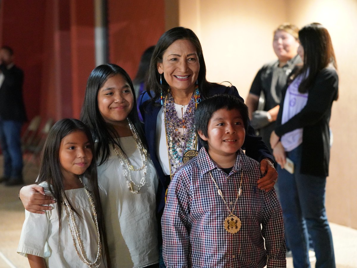 Secretary Deb Haaland (@secdebhaaland) on Twitter photo <a href="/POTUS/">President Donald J. Trump</a> <a href="/Interior/">US Department of the Interior</a> Indigenous peoples have always been here, and today we commit to our shared future. Thank you, Mr. President, for bringing us together. <a href="/POTUS/">President Donald J. Trump</a> <a href="/Interior/">US Department of the Interior</a> Indigenous peoples have always been here, and today we commit to our shared future. Thank you, Mr. President, for bringing us together.
