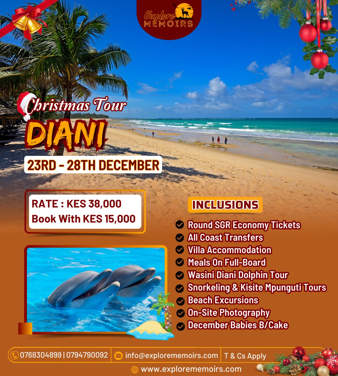 ExploreMemoirs's tweet photo. Christmas Beach Getaway!
📞 0768304899
#DianiChristmas, #DianiGetaway, #ChristmasInDiani, #DianiBeachHoliday, #DianiEscape, #FestiveInDiani #DianiXmas, #KenyaChristmas, #BeachsideChristmas, #DianiMagic, #HolidayInDiani, #DianiAdventures, #ChristmasInKenya, #DianiSunAndSea https://t.co/J999nim5O6