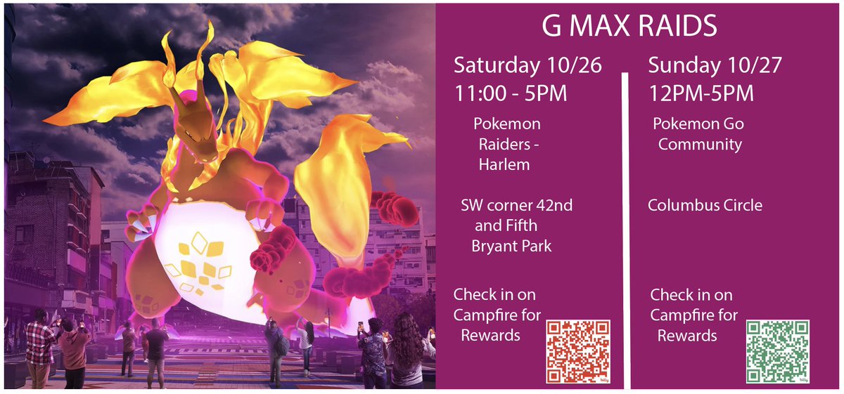 GMAX Raids 10/26 -10/27/24
Register in person on Campfire for in game rewards and swag.