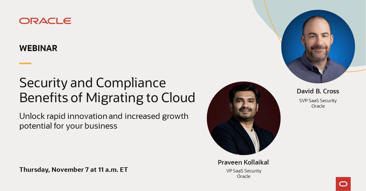 JoyBol's tweet photo. Join cloud experts to get an insider view into security and privacy in Oracle Fusion Applications. Register for the webinar: https://t.co/H8denjUCMf https://t.co/bWxF3cPqVo