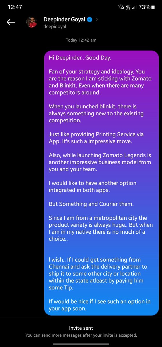 sat3974's tweet photo. @deepigoyal Pls See the Attached Image..
In Short : 
Buy a Food(Certain Franchise, Who only operates in Chennai) through Zomato // Product (Available only in certain places) or Blinkit Store from Chennai and Ship it(Courier) to Other location. Atleast within the State. https://t.co/t4AgtCK6C4