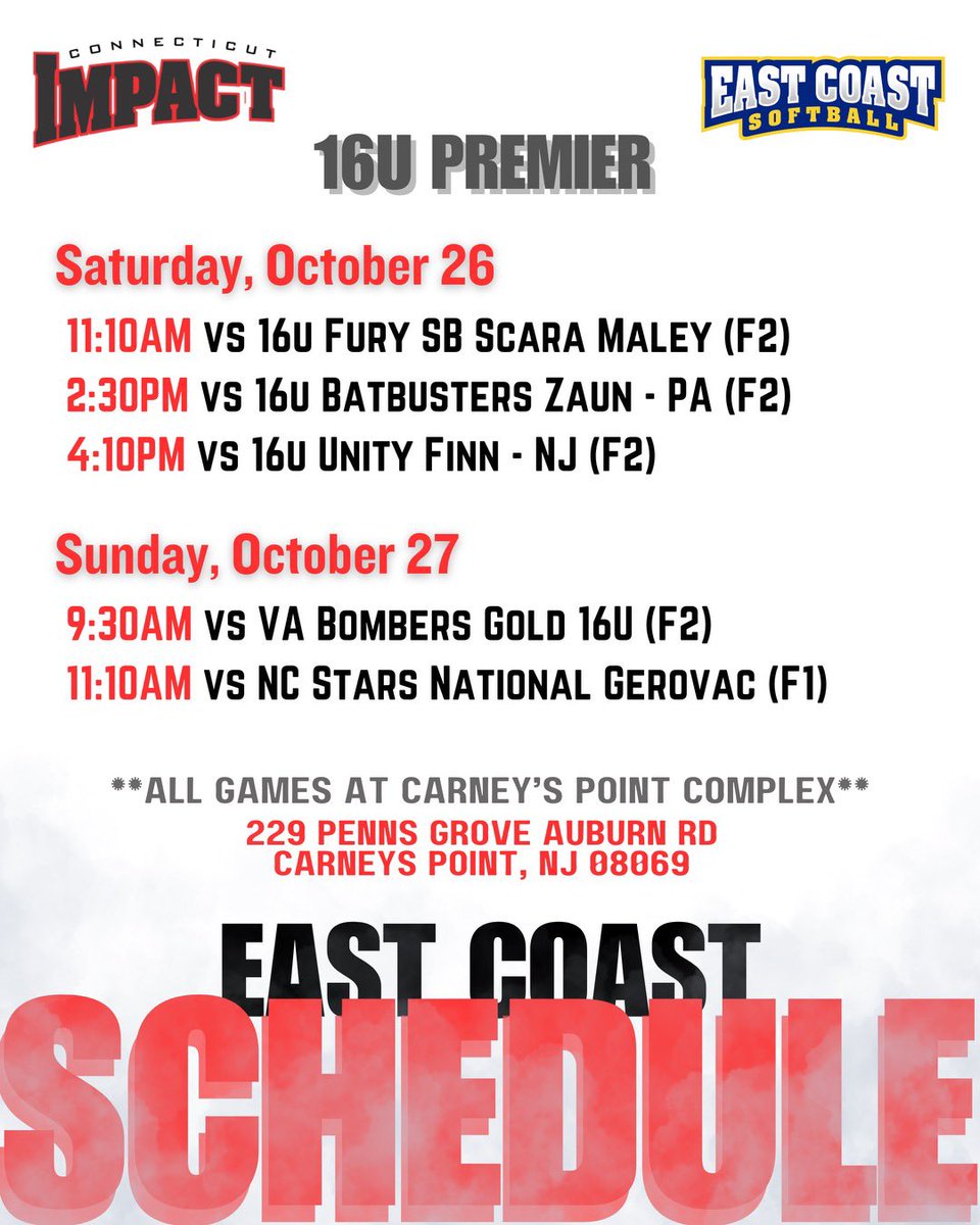 Jordan McCue 2026 (@jordanmccue26) on Twitter photo So excited to be playing at East Coast this weekend with <a href="/CTImpact16U_P/">CT Impact 16U Premier</a> ! Stop by and watch a game⬇️⬇️ So excited to be playing at East Coast this weekend with <a href="/CTImpact16U_P/">CT Impact 16U Premier</a> ! Stop by and watch a game⬇️⬇️