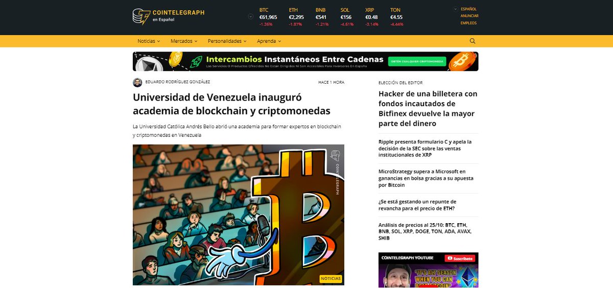 ¡Le estamos dando la vuelta al mundo! 🚀🌎

Gracias a medios como <a href="/CointelegraphEE/">Cointelegraph en Español</a>, cada vez más personas se enteran de que estamos construyendo futuro con la Blockchain desde la UCAB 📰🔝