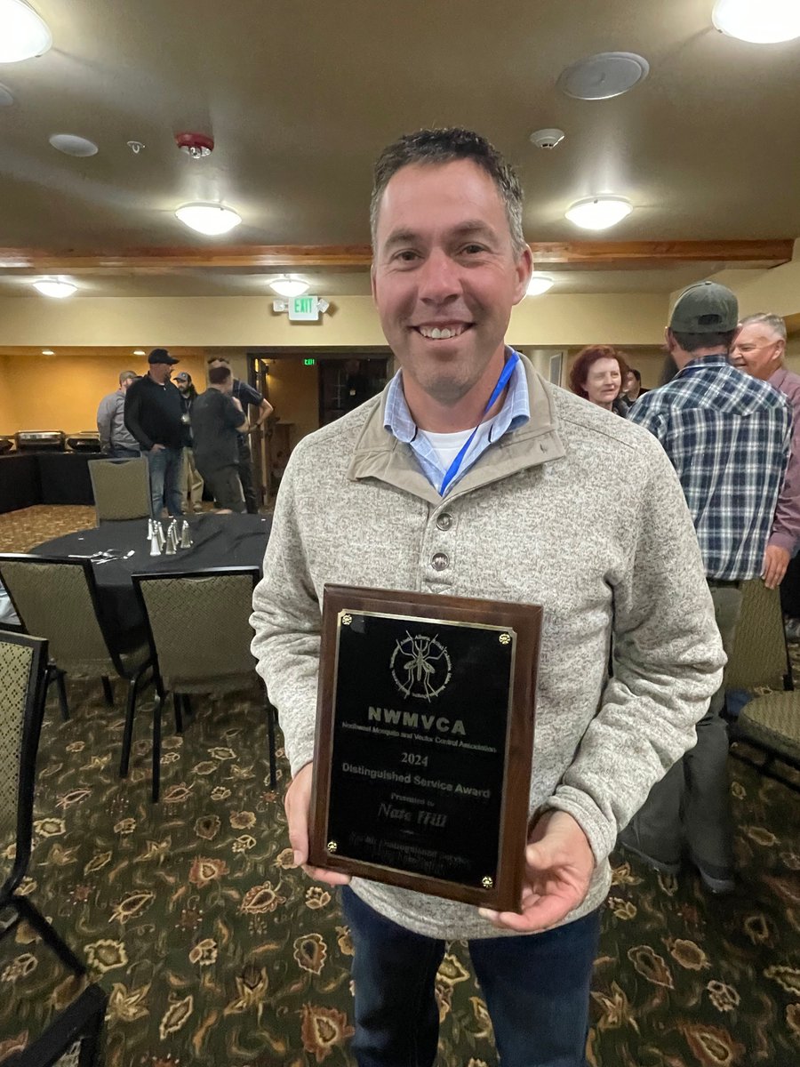 🎉 Huge congratulations to our very own Nate Hill for receiving the Distinguished Service Award at the 2024 Northwest Mosquito &amp; Vector Control Association Fall Conference! 🎉

Join us in celebrating this well-deserved honor! 🌟👏
