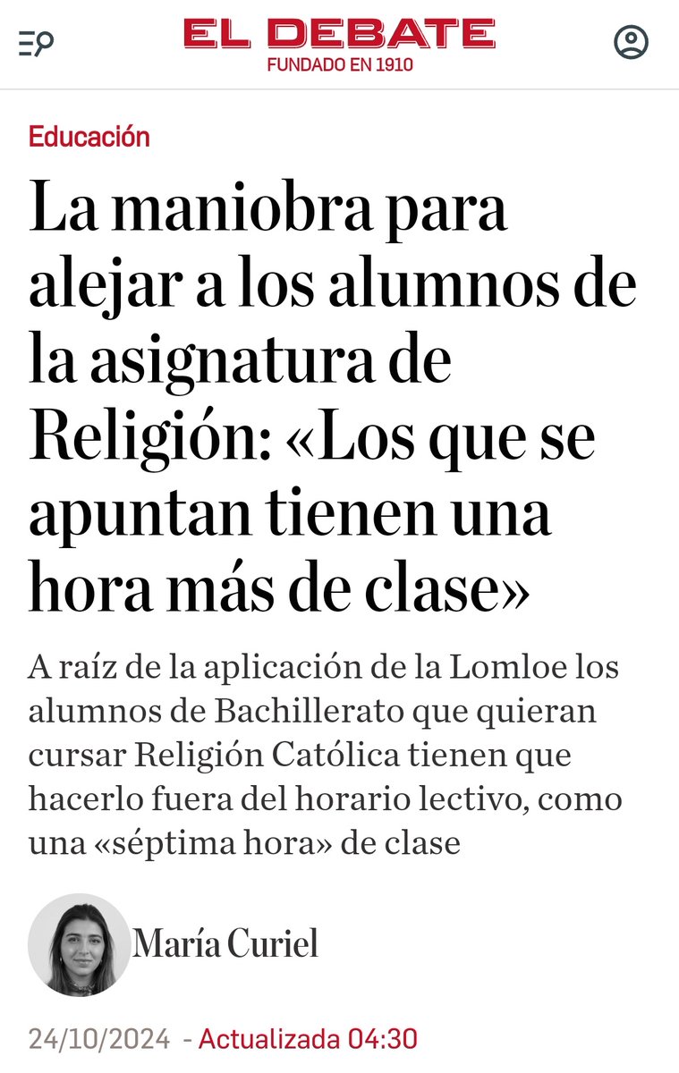 tonisolano's tweet photo. Os corrijo el titular:
"La prueba definitiva para comprobar la fe auténtica"

P.D: Además, la noticia es falsa, porque los que no quieren Religión se tienen que comer una hora lectiva de "nada". https://t.co/dpwUrWsc7Q