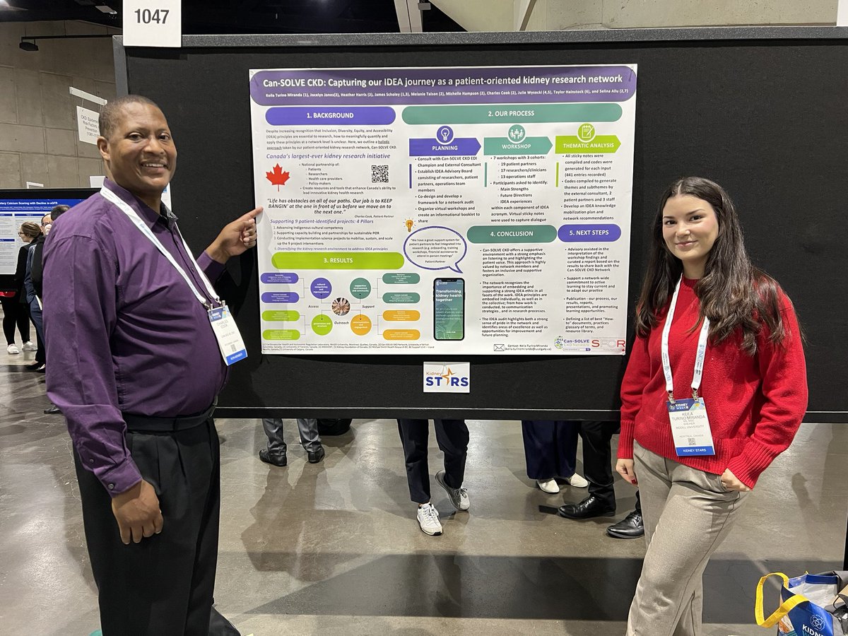Thank you to the <a href="/ASNKidney/">American Society of Nephrology</a> STARS program for funding my travels to sunny San Diego to present my EDI work with Canada’s largest ever kidney research initiative <a href="/cansolveckd/">Can-SOLVE CKD Network - Le réseau Can-SOLVE CKD</a> !! Lucky to be presenting alongside patient partner Charles Cook whose motto is “KEEP BANGIN’”