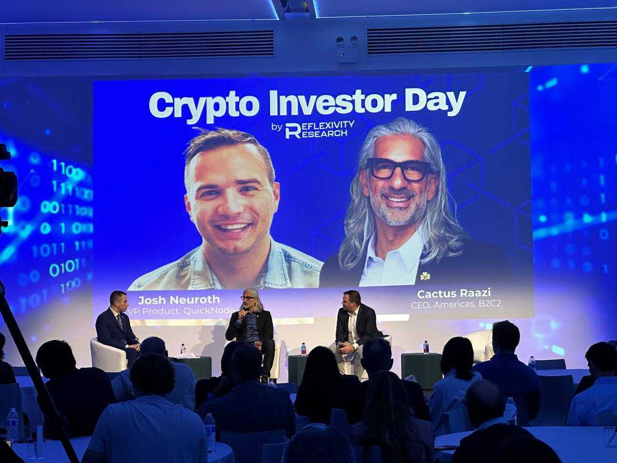 Quicknode's tweet photo. Our very own @EastofETH taking the stage with @APompliano and Cactus Raazi of B2C2!

They're diving deep into "What Tools Do Institutions Need to be Successful in Navigating the Crypto Market?" at Crypto Investor Day 🗽 https://t.co/EpvKgZWPAh