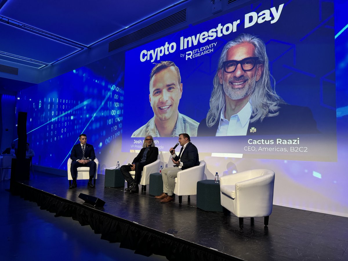 Our very own <a href="/EastofETH/">Josh Neuroth</a> taking the stage with <a href="/APompliano/">Anthony Pompliano 🌪</a> and Cactus Raazi of B2C2!

They're diving deep into "What Tools Do Institutions Need to be Successful in Navigating the Crypto Market?" at Crypto Investor Day 🗽