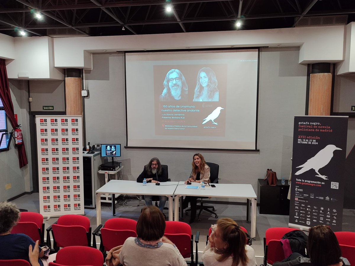 Getafe Negro (@getafenegro) on Twitter photo 📸 La conversación ‘160 años de Unamuno, nuestro detective andante’ en imágenes. Gracias <a href="/jambrina_/">Luis García Jambrina</a> por compartir con nosotros esta tarde de viernes en #la17deGN junto a <a href="/Barbara_RuizP/">Bárbara Ruiz</a> 📸 La conversación ‘160 años de Unamuno, nuestro detective andante’ en imágenes. Gracias <a href="/jambrina_/">Luis García Jambrina</a> por compartir con nosotros esta tarde de viernes en #la17deGN junto a <a href="/Barbara_RuizP/">Bárbara Ruiz</a>