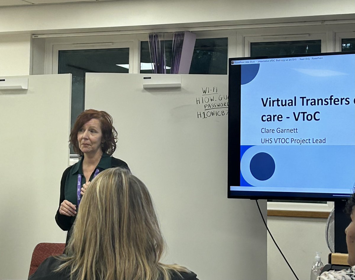 Virtual Transfers of Care (VToC) presented at the nursing home community forum today - well done Clare you did amazingly, VToC is a great way for reducing long length of stay <a href="/georgeki135/">Georgina kirk</a> @Gillian07095255 <a href="/WecareUHSFT/">Experience of Care at UHSFT</a> <a href="/UHSFT/">University Hospital Southampton 💙</a> <a href="/suzy_pike/">Suzy Pike</a>