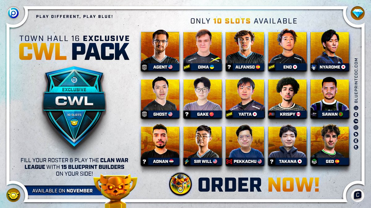 BlueprintCoC's tweet image. 🤩 CWL WEEK is closing by &amp;amp; the November CWL Pack has been opened! Get your Blue Defences ready!

15 Unique Bases by Top Pro Builders. Ready to get those juicy defenses for YOU!

Cover Your Entire Clan &amp;amp; Dominate CWL! 🔽
blueprintcoc.com/CWL-Exclusive

🚨 Subscribe now and get 15% OFF…