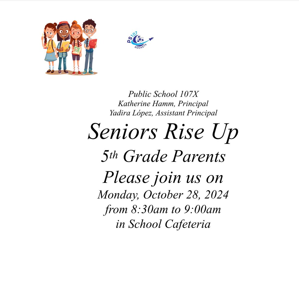 Parents‼️ Please join us for our “Seniors Rise Up” Breakfast where we will discuss expectations and preparation for middle school.  Can’t wait to see you there‼️ 📌🎓🥳🎈<a href="/CECD8Bronx/">Community Education Council District 8</a> <a href="/jen_joynt/">Jennifer Joynt</a> <a href="/AnyaMunce/">D8DeputyMunce</a> <a href="/D8Connect/">D8Connect</a>