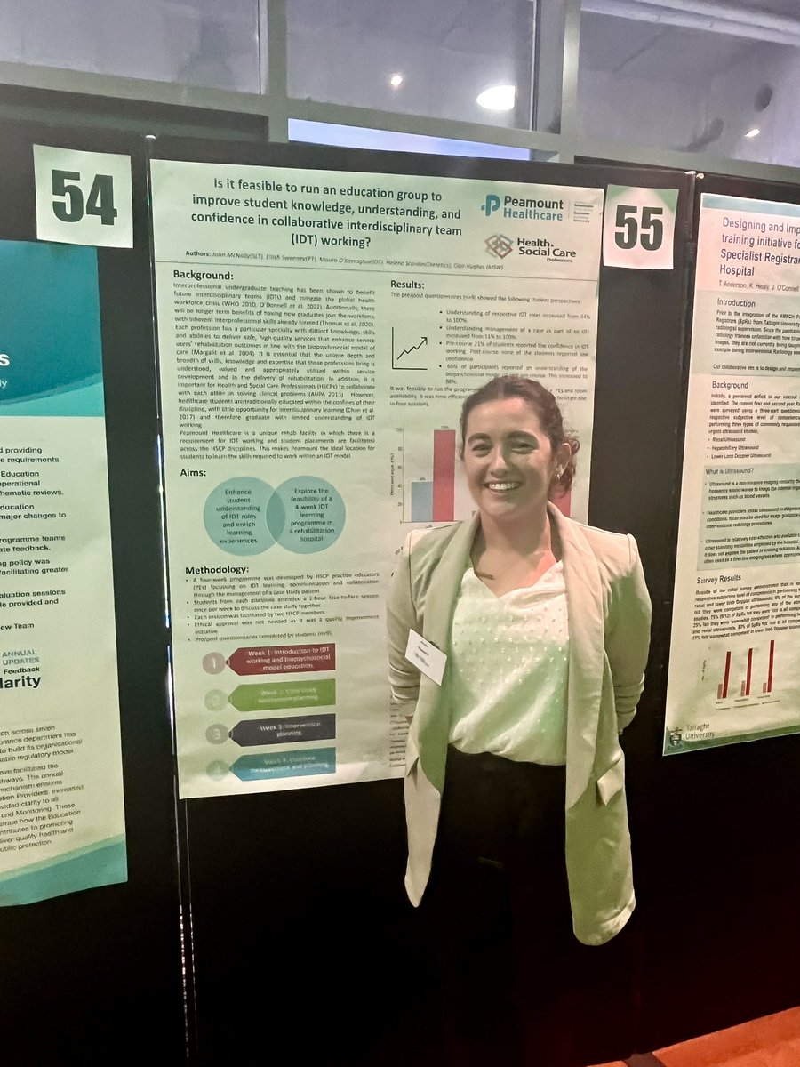 eilish_sweeney's tweet photo. Great day at the HSCP conference in @CrokePark this week. Delighted to present our project on student IDT working and see so many @Peamount_Health HSCPs represented! #HSCPWorkingInPartnership @WeHSCPs @michellefitzg2 https://t.co/HxWaVOAYSc