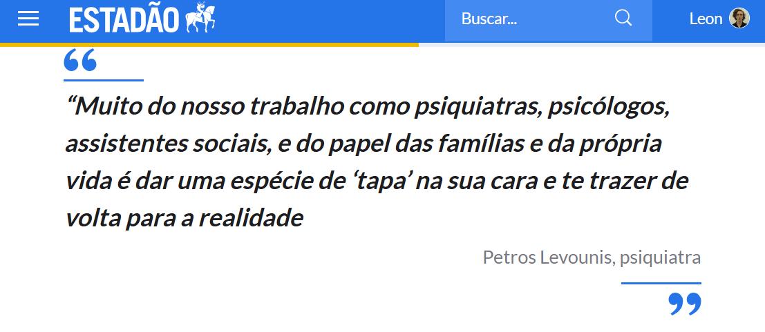 Um tiquinho do Congresso Brasileiro de Psiquiatria pro'cês. O psiquiatra Petros Levounis falou sobre o perigo das bolhas psicológicas nas redes, e como elas podem colocar em xeque o trabalho dos profissionais da saúde mental. Tá no <a href="/Estadao/">Estadão 🗞️</a>👇

estadao.com.br/saude/psiquiat…