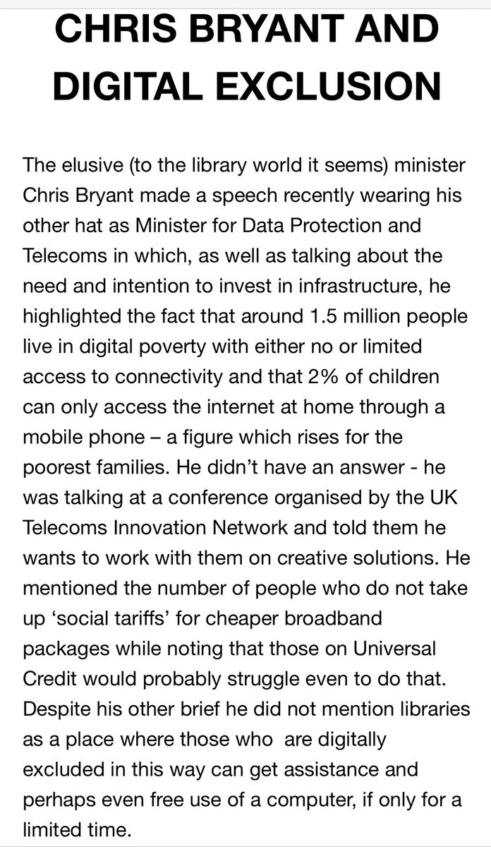 Liz_Miles's tweet image. The reputable national   @LibraryCampaign ‘s most recent newsletter explains how @RhonddaBryantis is missing an obvious and significant part-solution to the problem of #digitalexclusion Why?