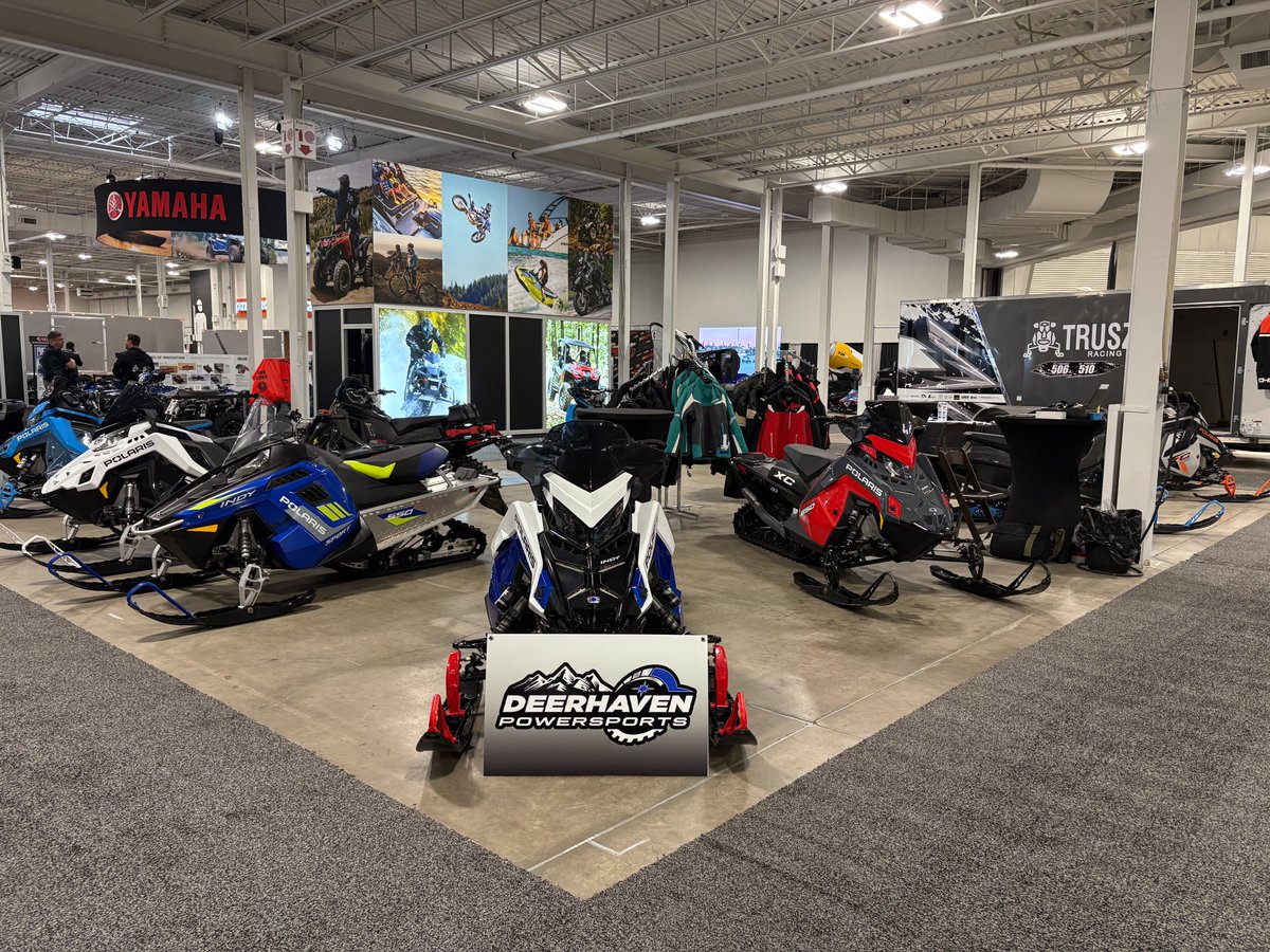 Deerhaven1's tweet photo. Set up at the Toronto Snowmobile ATV &amp; Powersports show, stop by the booth. Great deals on sleds. Can’t wait for snow…#IYKYK #deerhaven #PolarisSnowmobiles
https://t.co/5quj5jNfON
613-962-5021 https://t.co/TfGDivNHSJ