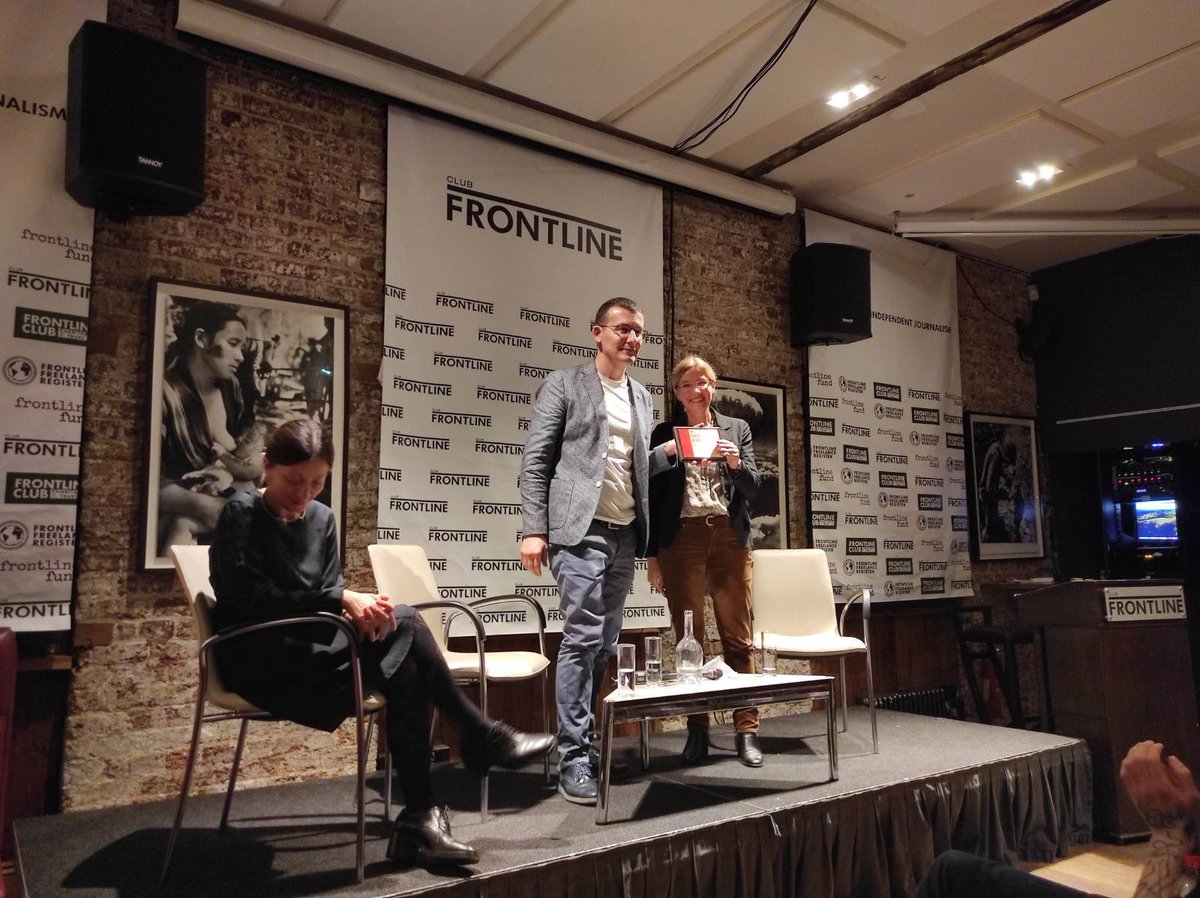 JFJfund's tweet photo. Thank you @SpilkaNews and @Stommedia for awarding @JFJfund with a special award for exceptlonal dedication to protecting press freedom and ensuring the safety of journalists. https://t.co/vFRXWk5LQm