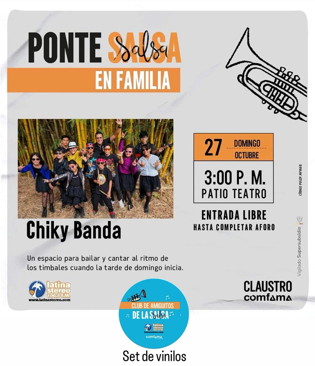 lasalsaenmed's tweet photo. Este domingo la programación sabrosa y salsosa de Ponte en Salsa en Familia de #ClaustroComfama y @latinastereo corre por cuenta de los niños. ¡No se lo pierdan! https://t.co/n4jmMZamh4