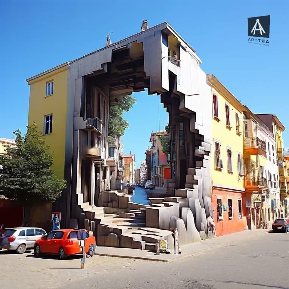 “Escalera a lo abstracto” realizado por los artistas de Grandeur Factory. 
#arte #mural #pintura #color #monstruoscreativos #elcaminodeltalento 
#streetart #surrealismo