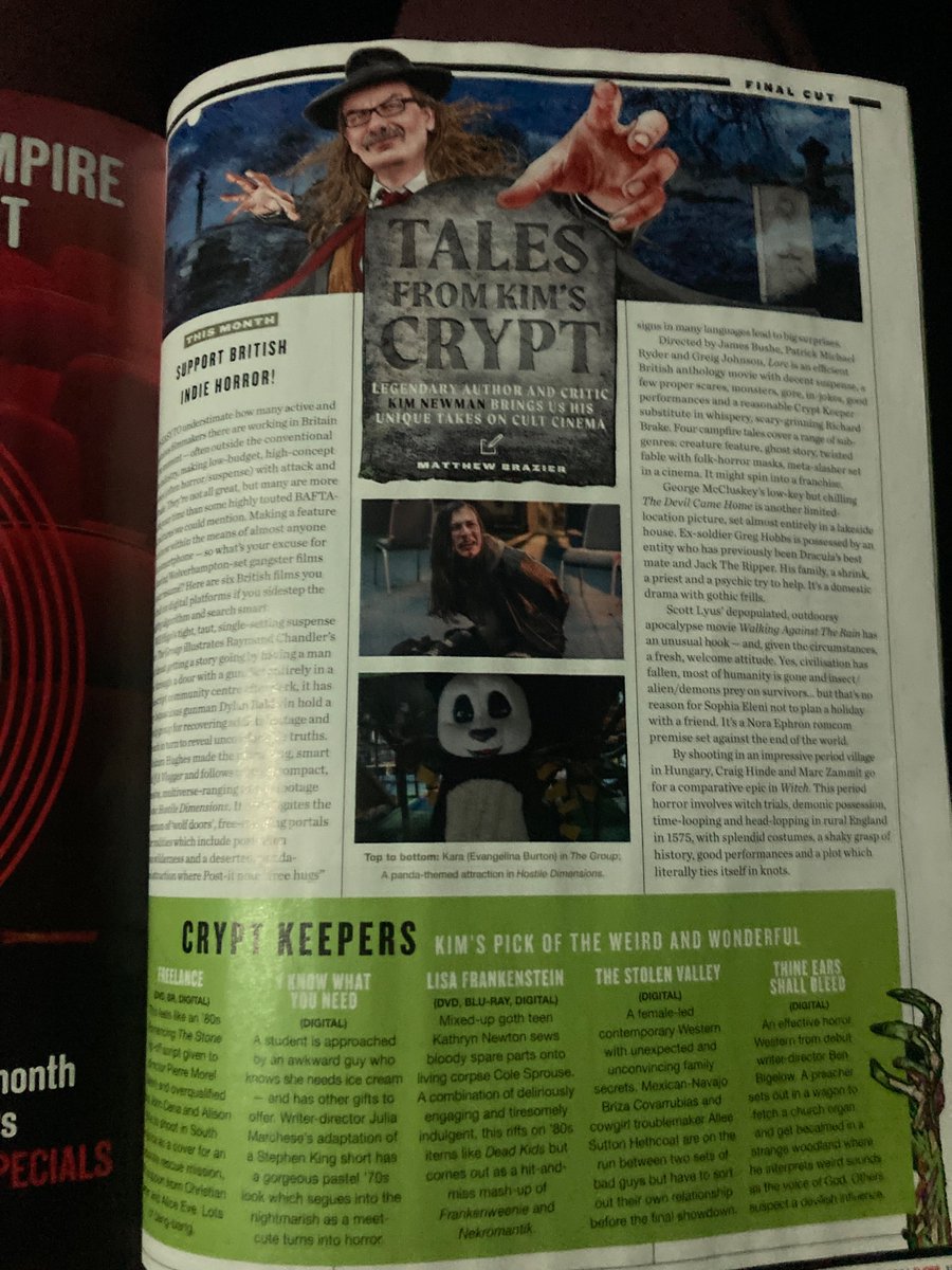 Beyond thrilled that horror legend <a href="/AnnoDracula/">Kim Newman</a> gave Hostile Dimensions a shout out in this months <a href="/empiremagazine/">Empire</a> 
Thank you! Our first time in Empire 😭