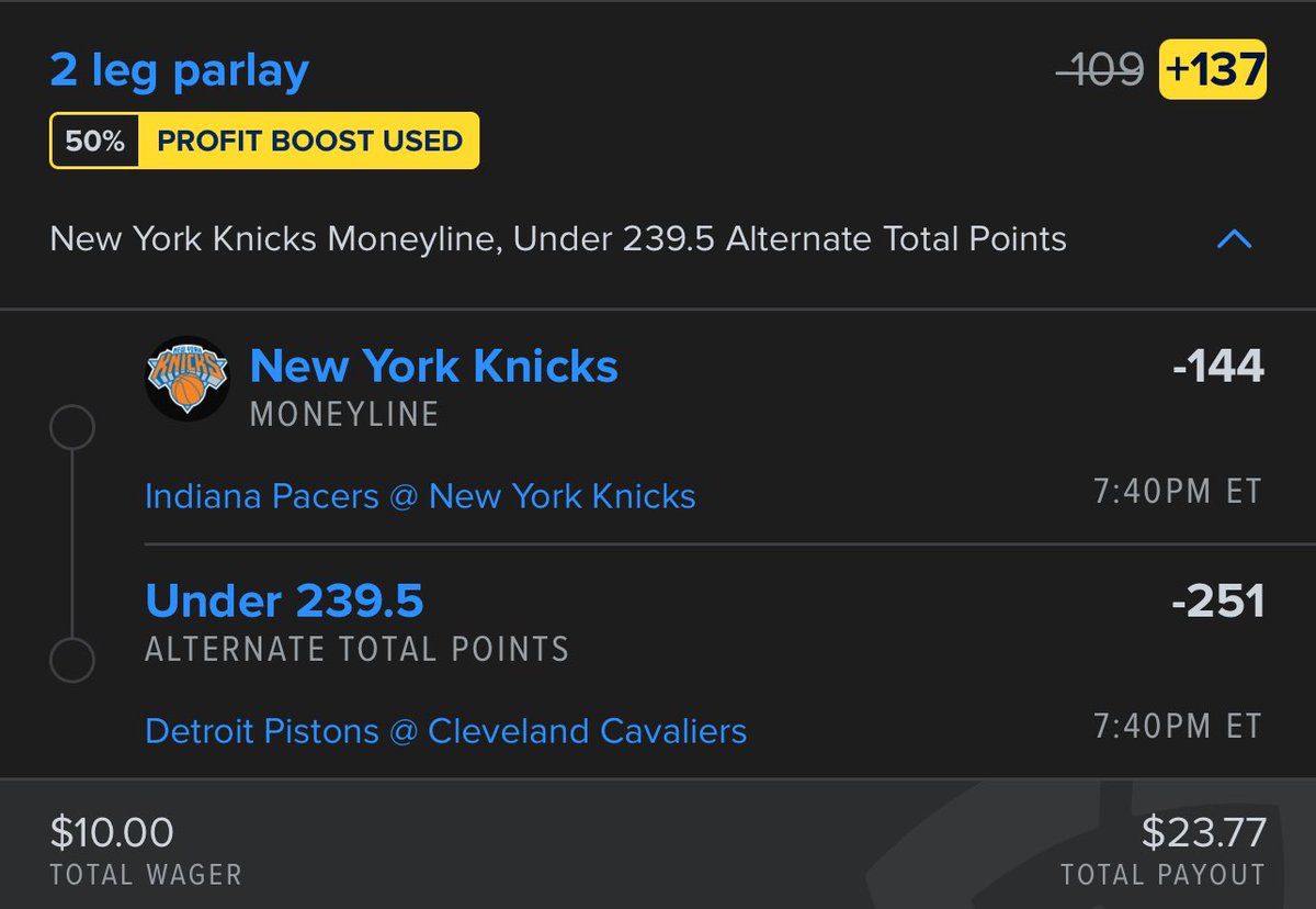 NIGHTMARE LOCKS 🔒 
10 K CHALLENGE 🪜

Step 1: ⏳

Knicks ML
Pistons/Cavs ALT under 239.5 total 
-109

<a href="/FDSportsbook/">FanDuel Sportsbook</a> is running a 50% boost as well. 

#GambingX