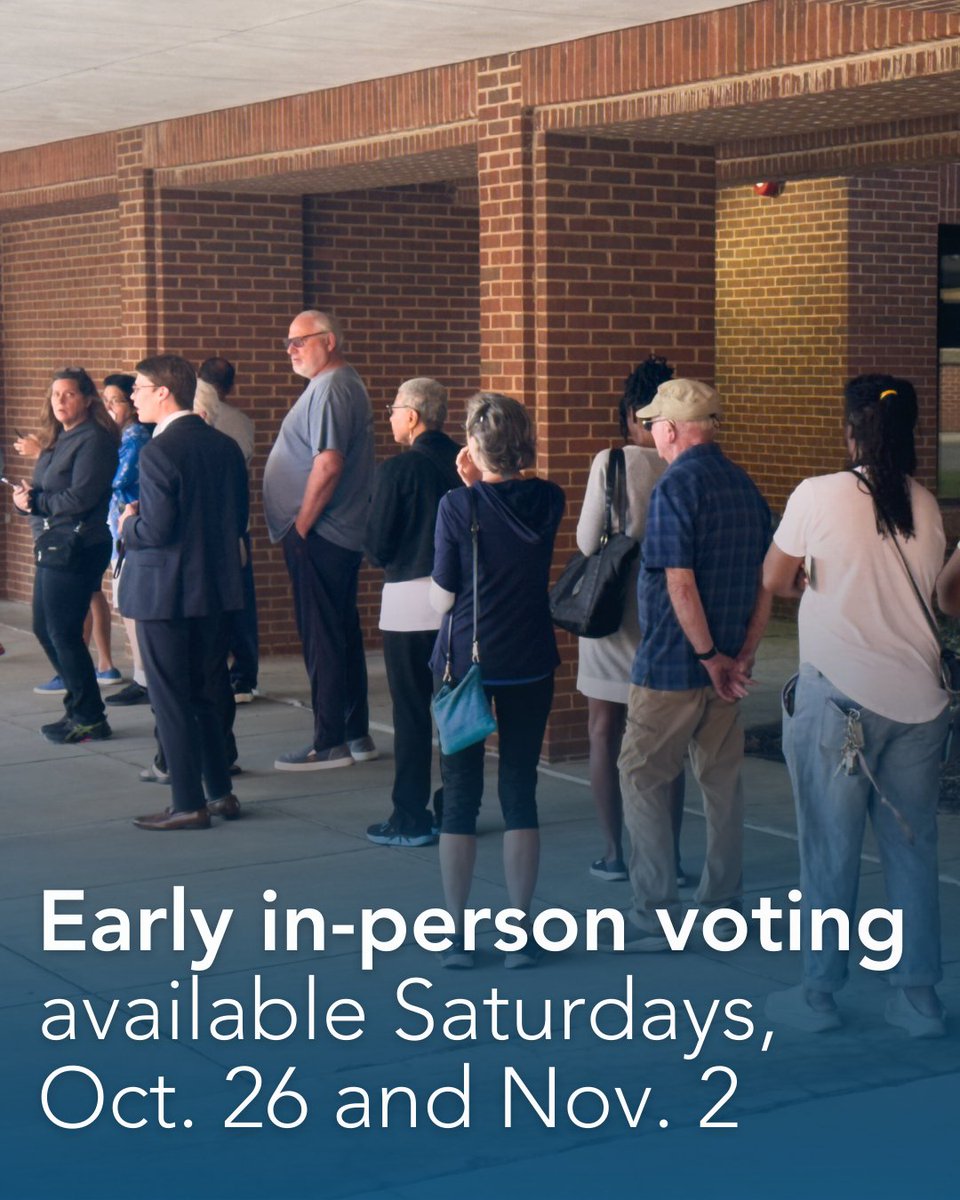 🗳️ Make your voice heard in the November 2024 general election! The Henrico County Office of Voter Registration and Elections will be open for in-person voting this Saturday, Oct. 26, and next Saturday, Nov. 2, from 9 a.m. to 5 p.m.
