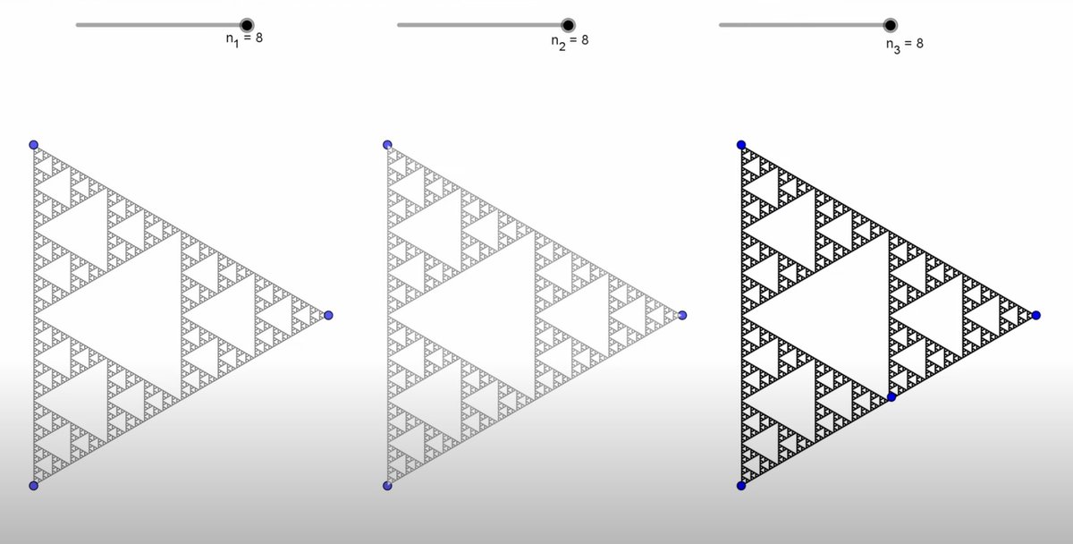 Iteration and IterationList Commands - Sierpinski Triangles 3 Ways in Ge... youtu.be/_uMs2fHW3Us?fe… via <a href="/SparksMaths/">Ben Sparks</a> <a href="/geogebra/">GeoGebra</a>