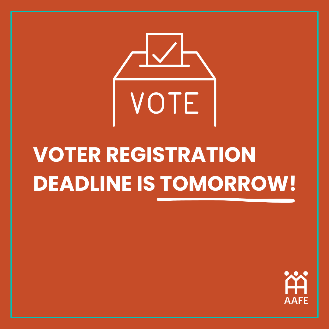 📢 TOMORROW (Saturday, October 26) is the deadline to register to vote. Make your voice heard and register to vote online. Early voting will be available Saturday, October 26 until Sunday, November 3. Learn more about voting and deadlines by visiting nycvotes.org.