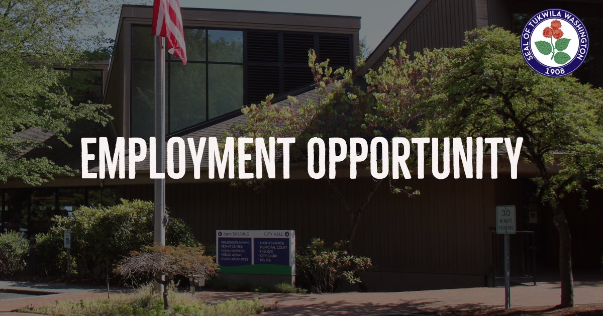 City of Tukwila Employment Opportunity

Golf Maintenance Specialist
Parks &amp; Recreation Department
Salary Range: $69,804.00 - $84,828.00 Annually
Position closes on 11/4/24

You can view and apply for this position online at: governmentjobs.com/careers/tukwil…