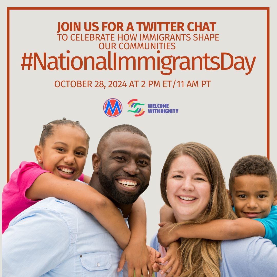 On #NationalImmigrantsDay, join <a href="/WelcomeWDignity/">#WelcomeWithDignity</a>, <a href="/MomsRising/">MomsRising</a>, <a href="/MamasConPoder/">MamásConPoder</a>, <a href="/CGRS_Asylum/">CGRS</a>,  @AcaciaJustice <a href="/RefugeeCongress/">Refugee Congress</a>, <a href="/RefugeeAdvcyLab/">The Refugee Advocacy Lab</a>, <a href="/humanrights1st/">Human Rights First</a>, <a href="/HaitianBridge/">HaitianBridge</a>, <a href="/ImmDef/">ImmDef</a> &amp; <a href="/wrcommission/">Women's Refugee Commission</a> for a Twitter chat 

🗓️ Monday, 10/28 at 2pm ET