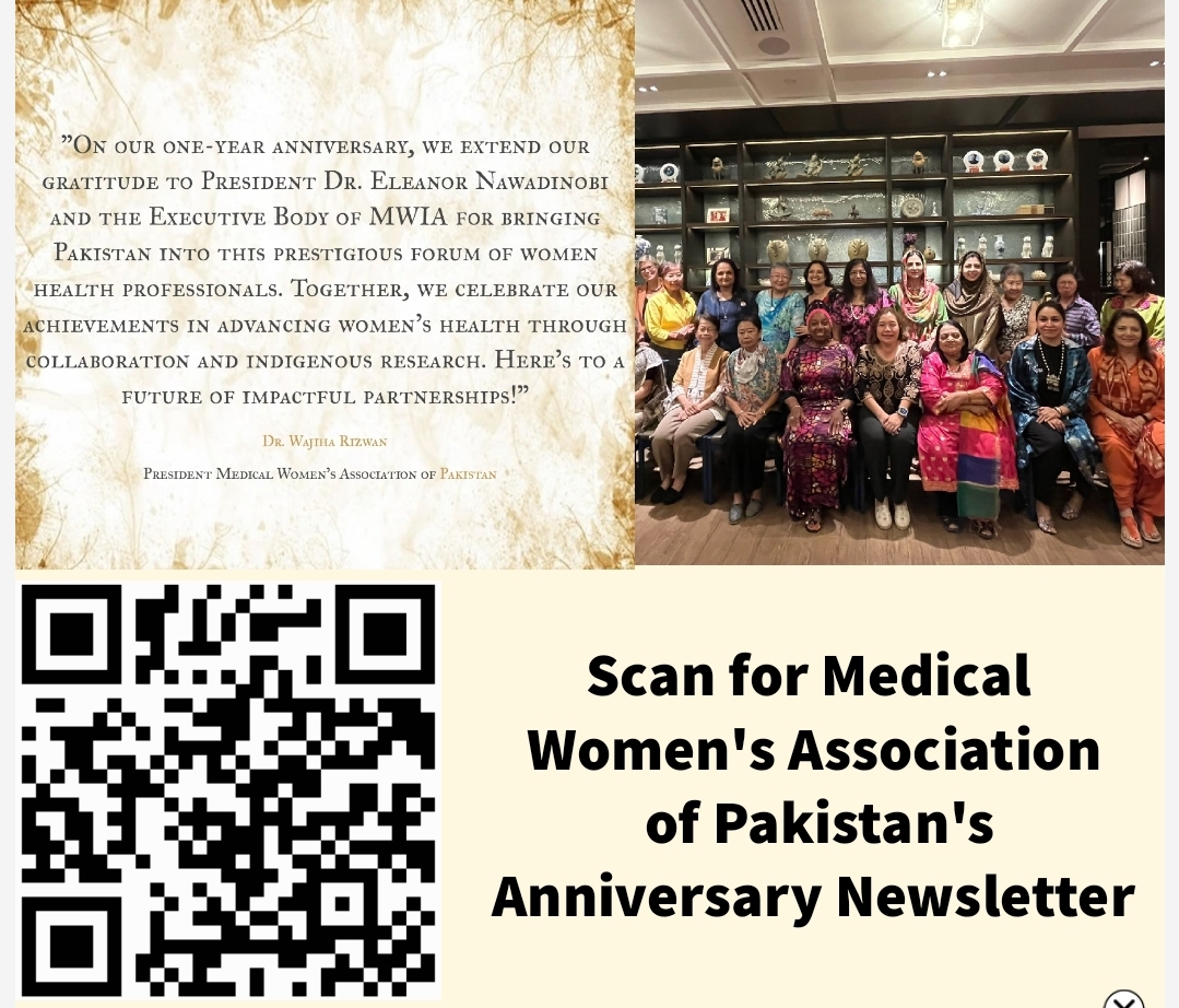 Congratulations  to Medical Women's Association of Pakistan on their one-year anniversary! Please scan the QR code  to read about the birth of a new organization and all that they accomplished in their first year!