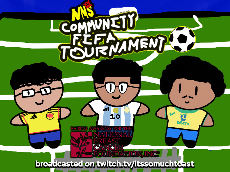 ItsSoMuchToast's tweet photo. NMS COMMUNITY FIFA TOURNAMENT w/ SPECIAL CONTESTANTS @Yugi2x AND @santipulgaz ‼️

THIS SUNDAY 3PM EST LIVE ON https://t.co/JFDIm6S6mD ‼️ 
(This event is being broadcasted for charity to raise awareness for the National Breast Cancer Foundation) https://t.co/J4di1qDzBp