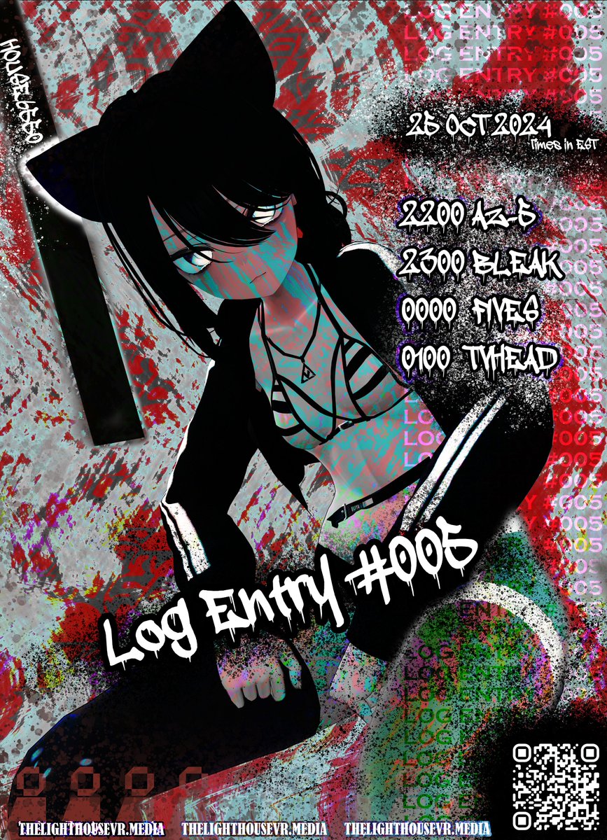 LOG ENTRY #005 
TONIGHT (25OCT2024) 
DOORS OPEN 2145 EST 
18+ 
DnB and Breaks all night 

Follow the website for more info and how to join
thelighthousevr.media/log-entry-005

#vrchat #vrcpartyhub #vrcevent #vrchatevent #vrchatpartyhub #event #vr #party