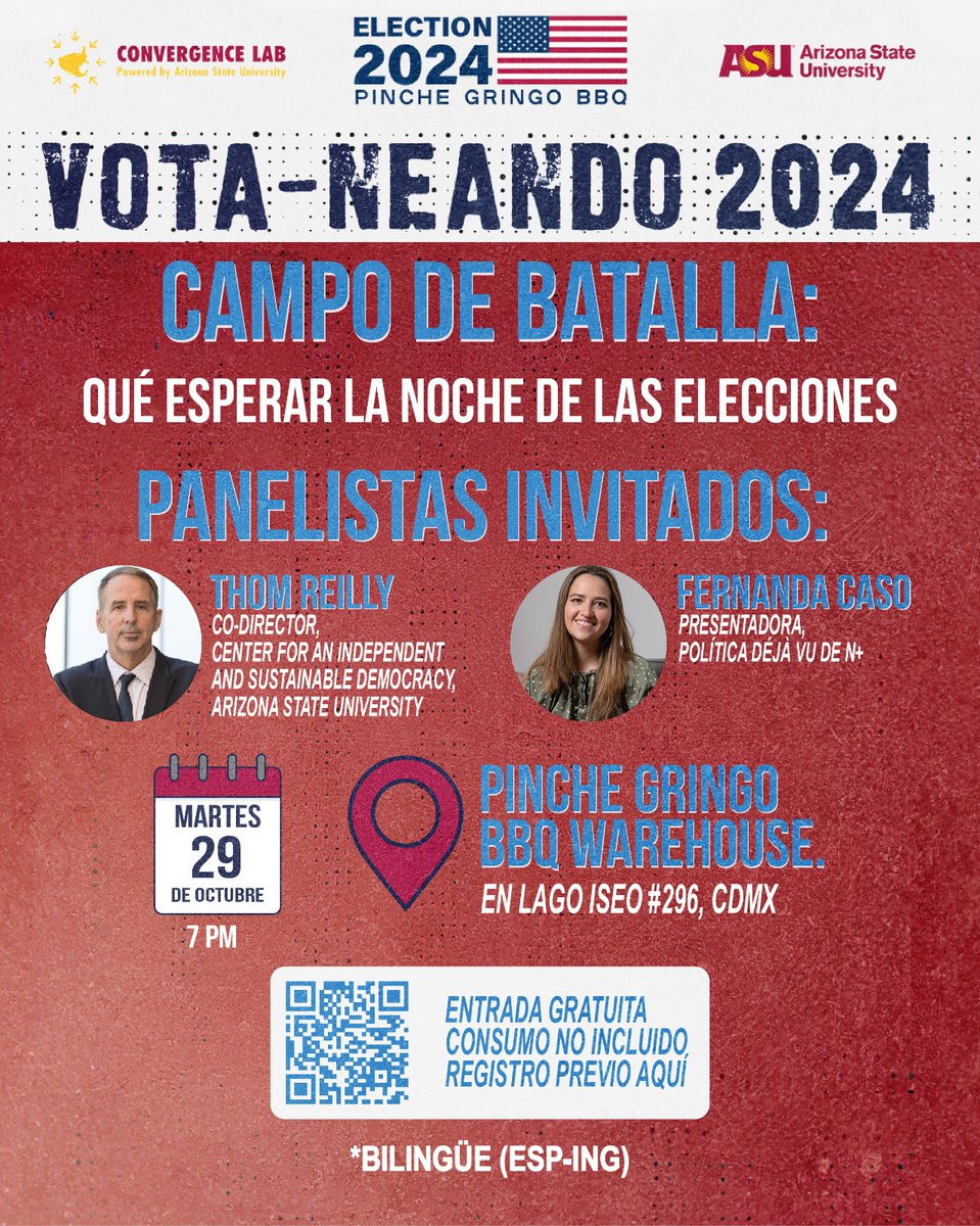 ASU en México (@asu_mx) on Twitter photo La inflación es un tema crucial en los estados bisagra. ¿Cómo influirá en el resultado de las #Elecciones2024? Únete a nuestro evento gratuito este 29 de octubre, 7 pm en <a href="/PincheGringoBBQ/">Pinche Gringo BBQ</a>. Panelistas invitados: <a href="/ThomReillyNV/">Thom Reilly</a> y <a href="/fernandacaso/">Fernanda Caso</a>. Regístrate👉 bit.ly/3ZWhuTy La inflación es un tema crucial en los estados bisagra. ¿Cómo influirá en el resultado de las #Elecciones2024? Únete a nuestro evento gratuito este 29 de octubre, 7 pm en <a href="/PincheGringoBBQ/">Pinche Gringo BBQ</a>. Panelistas invitados: <a href="/ThomReillyNV/">Thom Reilly</a> y <a href="/fernandacaso/">Fernanda Caso</a>. Regístrate👉 bit.ly/3ZWhuTy