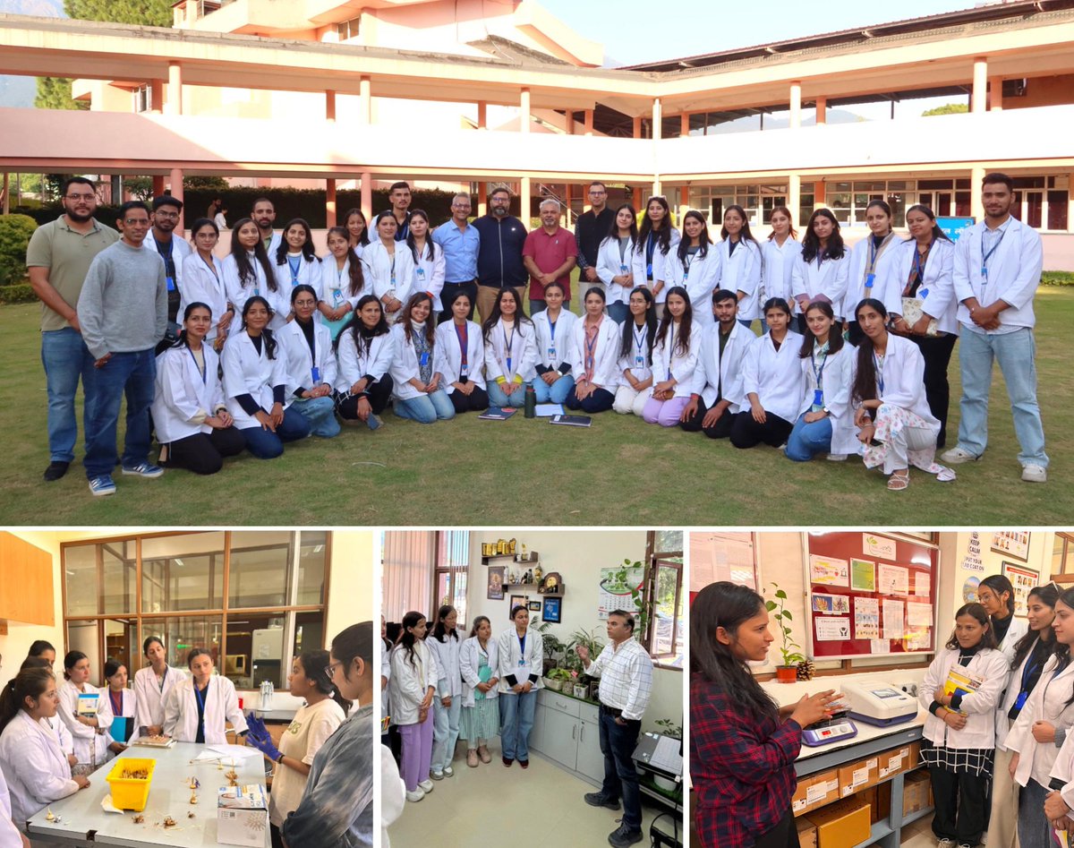 An exposure visit was organised for 34 students and 01 faculty member from Sardar Patel University, Mandi (H.P.) on 25.10.2024 at CSIR-IHBT Palampur. They visited different laboratories and facilities of the Institute.