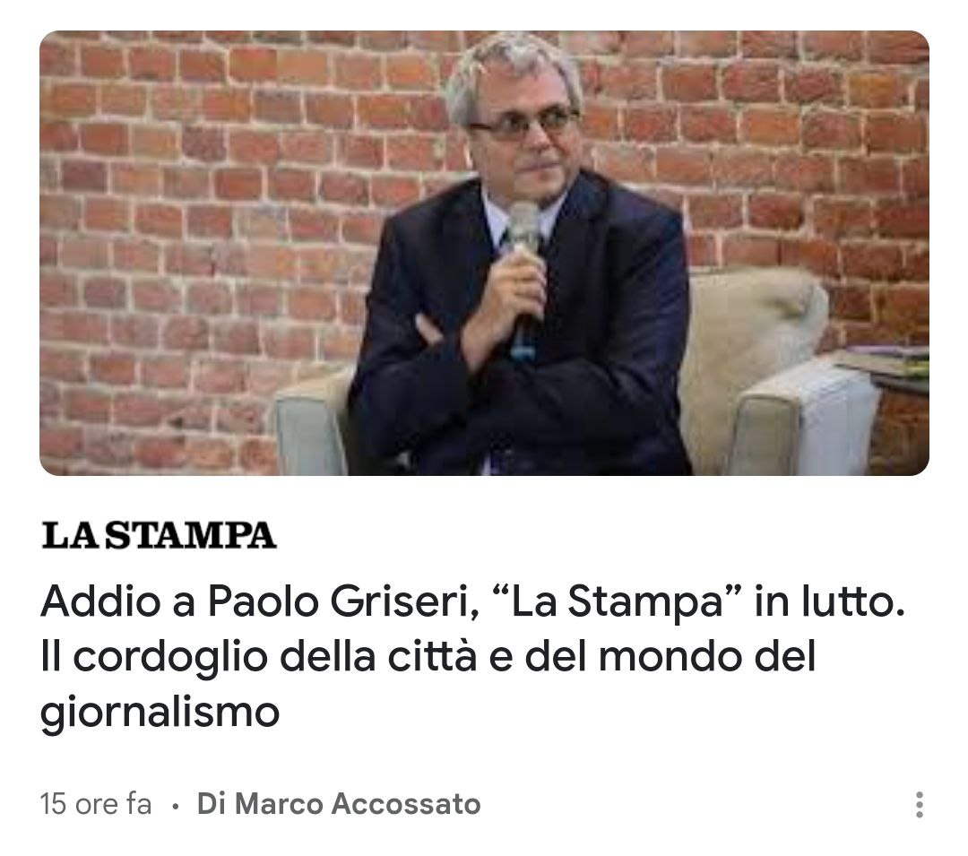 MarcoDabizzi's tweet photo. Voglio ricordare l'esimio giornalista Paolo Griseri, purtroppo vittima di un infarto, con le sue parole contro i maledetti operai non vaccinati di un'azienda italiana, che potevano da non vaccinati lavorare fianco a fianco a tutti gli altri, ma poi venivano esiliati nel parcheggio per mangiare perché non potevano accedere alla mensa.

I sindacati, in un colpo di coda di decenza, avevano obbligato invece l'azienda a farli mangiare al caldo.

Ecco cosa scriveva l'esimio Griseri:

"Ma dov’è la vittoria? Nel fatto che i non vaccinati possono circolare clandestinamente in mezzo ai compagni di lavoro evitando così “la gogna”?"

Perché per questi grandi uomini, noi non vaccinati meritiamo almeno la gogna, dobbiamo soffrire ma dobbiamo continuare a lavorare e produrre.

Beh, 'sto tizio non produrrà più, e noi non vaccinati siamo qui a mangiare, bere ed a goderci la vita.