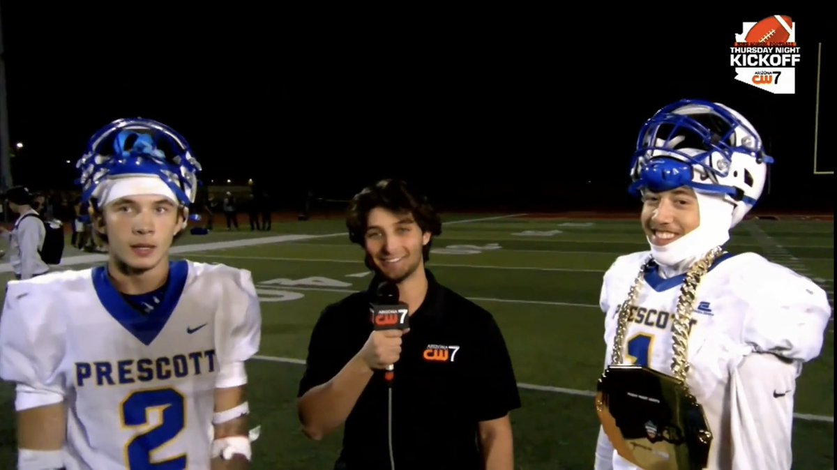Sonya Tellez (@stellez34) on Twitter photo SHOUT OUT TO OUR <a href="/CW7Arizona/">CW7AZ</a> #ThursdayNightKickoff PLAYERS OF THE GAME from <a href="/PrescottFB/">Official Prescott Football</a>
#1 QB/FS <a href="/uriahtenette/">Uriah✝️</a>
#2 WR/DB <a href="/Johannsg2006/">Johann Gundermann</a>
Amazing game last night by this duo & the Badgers who beat <a href="/ActivitiesBmhs/">BMHS Athletics/Activities</a> 27-17! Congratulations Guys! #AZHSFB <a href="/sam_goodman18/">Sam Goodman</a> #EpicTNK2024 SHOUT OUT TO OUR <a href="/CW7Arizona/">CW7AZ</a> #ThursdayNightKickoff PLAYERS OF THE GAME from <a href="/PrescottFB/">Official Prescott Football</a>
#1 QB/FS <a href="/uriahtenette/">Uriah✝️</a>
#2 WR/DB <a href="/Johannsg2006/">Johann Gundermann</a>
Amazing game last night by this duo & the Badgers who beat <a href="/ActivitiesBmhs/">BMHS Athletics/Activities</a> 27-17! Congratulations Guys! #AZHSFB <a href="/sam_goodman18/">Sam Goodman</a> #EpicTNK2024