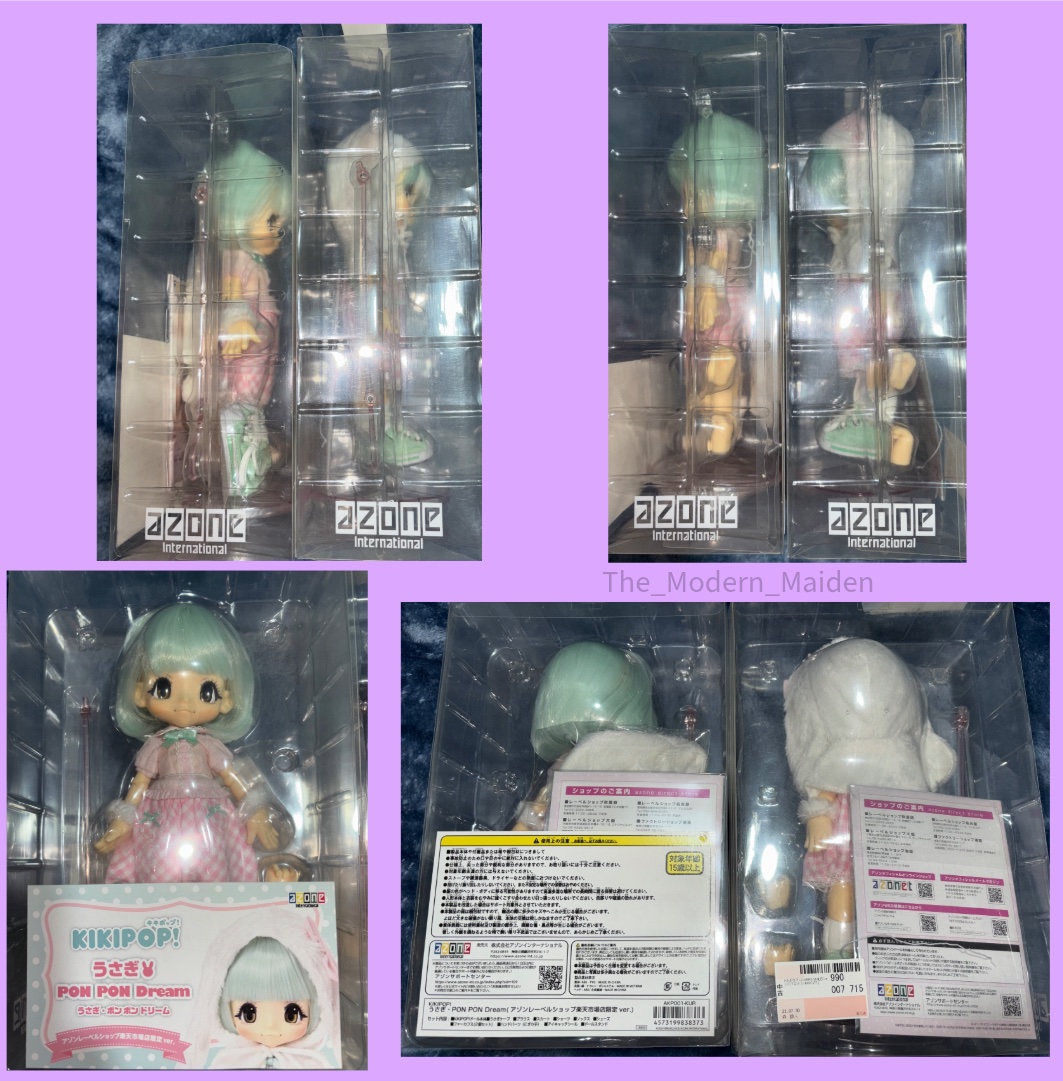 I finally have an official Azone Kikipop Rabbit Pon Pon Dream! I made one using official pieces, except for the mint wig, but this one is official! Also two cute bonus bears! #kikipop #kikipoprabbitponpondream #azone #azonekikipop