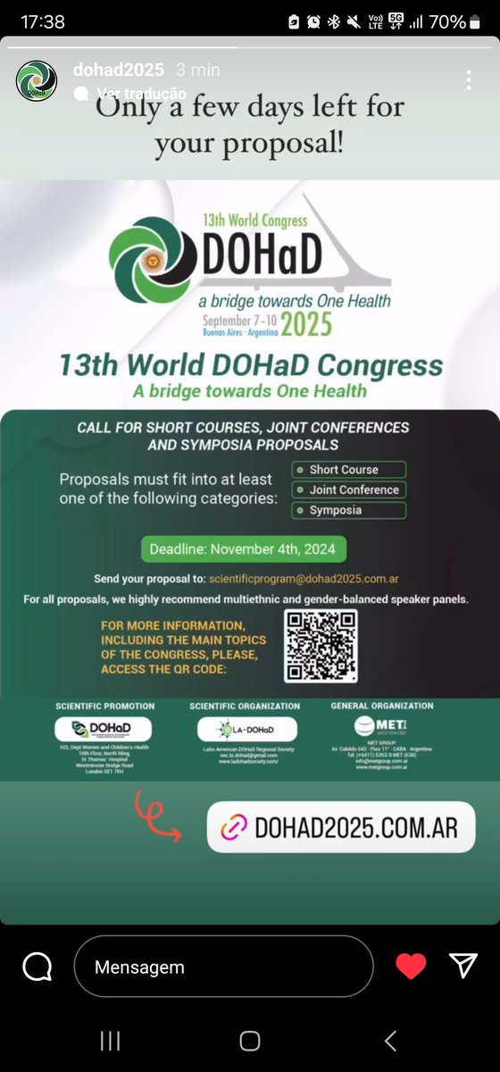 Join us in Buenos Aires for the World DOHaD Congress!!! Open call for proposals!!!