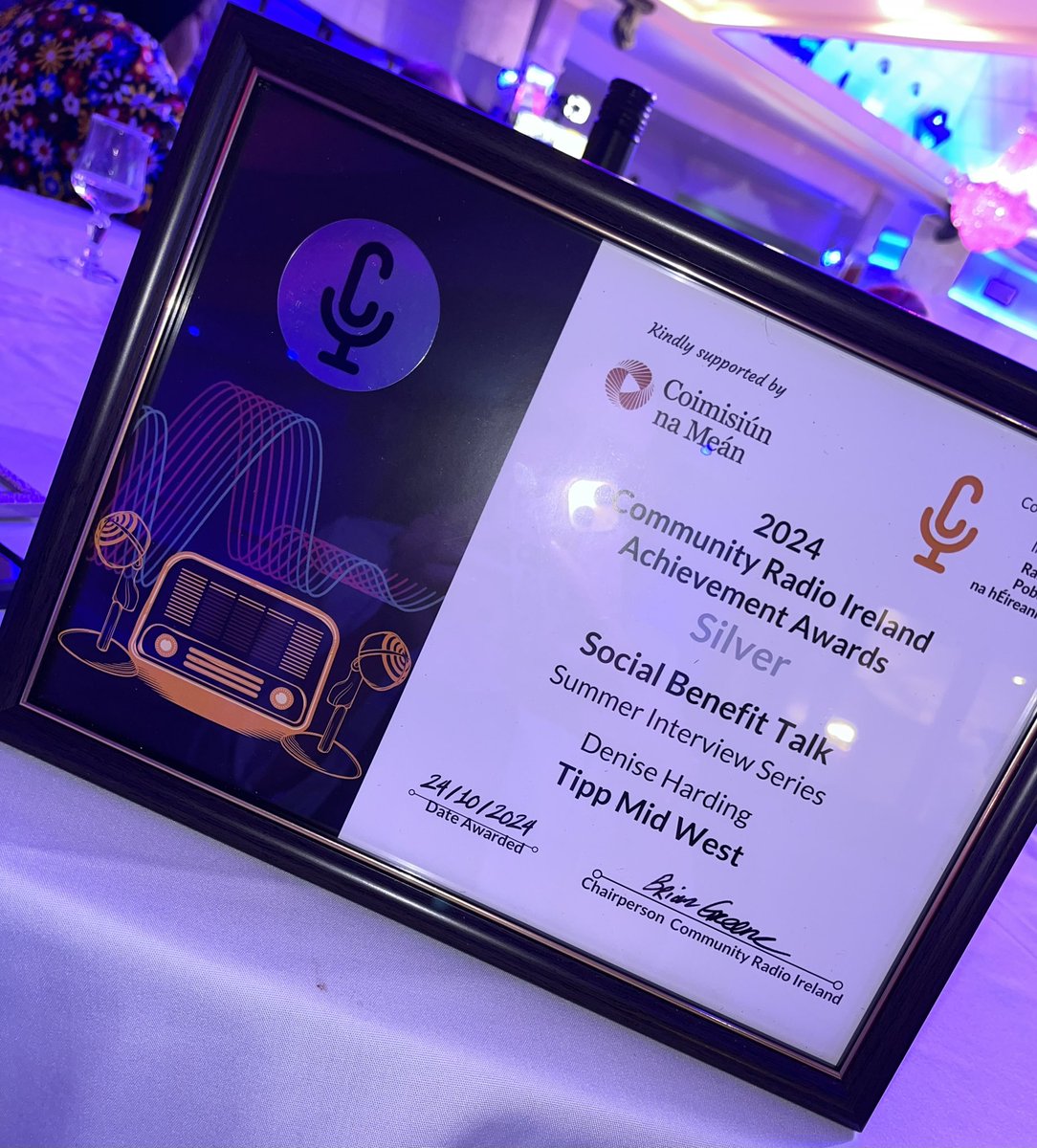 So this happened last night.. 

I won my very first radio award at the <a href="/CRAOL/">Community Radio Ireland</a> awards in the Social Benefit Talk category for my conversation last Summer with Mary Hayes of <a href="/TooIntoYou/">Too Into You</a> which I am delighted about

Beyond thankful and honoured to represent <a href="/tippmidwest/">Tipp Mid West Radio</a> also 🙏❤️