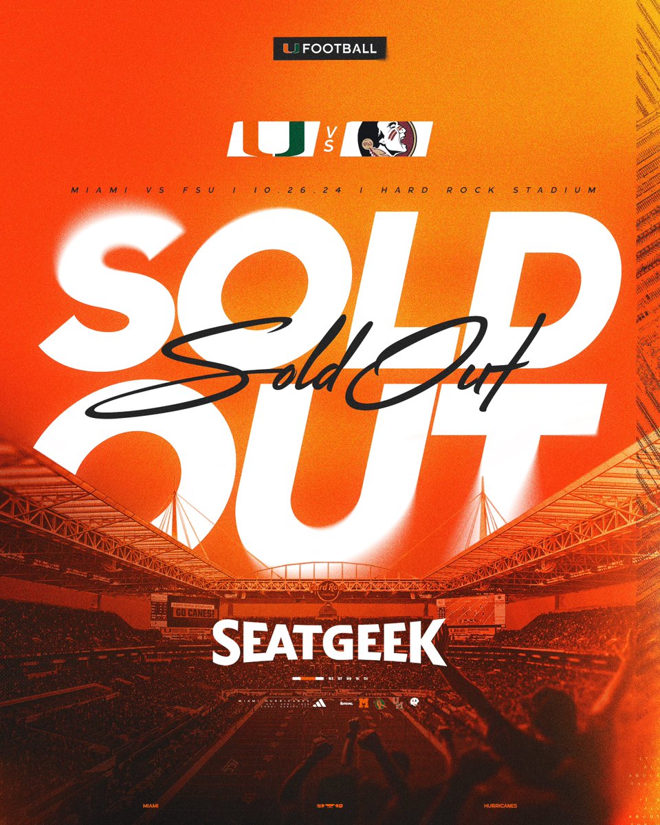 SOLD. OUT. SHOWDOWN. 

#GoCanes | <a href="/SeatGeek/">SeatGeek</a>