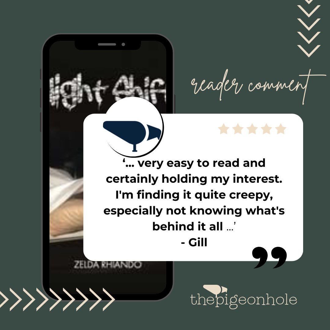 The Pigeonhole (@thepigeonholehq) on Twitter photo Our readers are enjoying the creepiness that is #NightShift by <a href="/badzelda/">Zelda Rhiando</a>
It seems to be the perfect #read for #spookyseason
Did you miss signing up for our #FreeSerialisation?
Don't worry, you can get a copy here: amzn.to/4hgFI0
#ThePigeonholeCommunity #PigeonholeHQ Our readers are enjoying the creepiness that is #NightShift by <a href="/badzelda/">Zelda Rhiando</a>
It seems to be the perfect #read for #spookyseason
Did you miss signing up for our #FreeSerialisation?
Don't worry, you can get a copy here: amzn.to/4hgFI0
#ThePigeonholeCommunity #PigeonholeHQ
