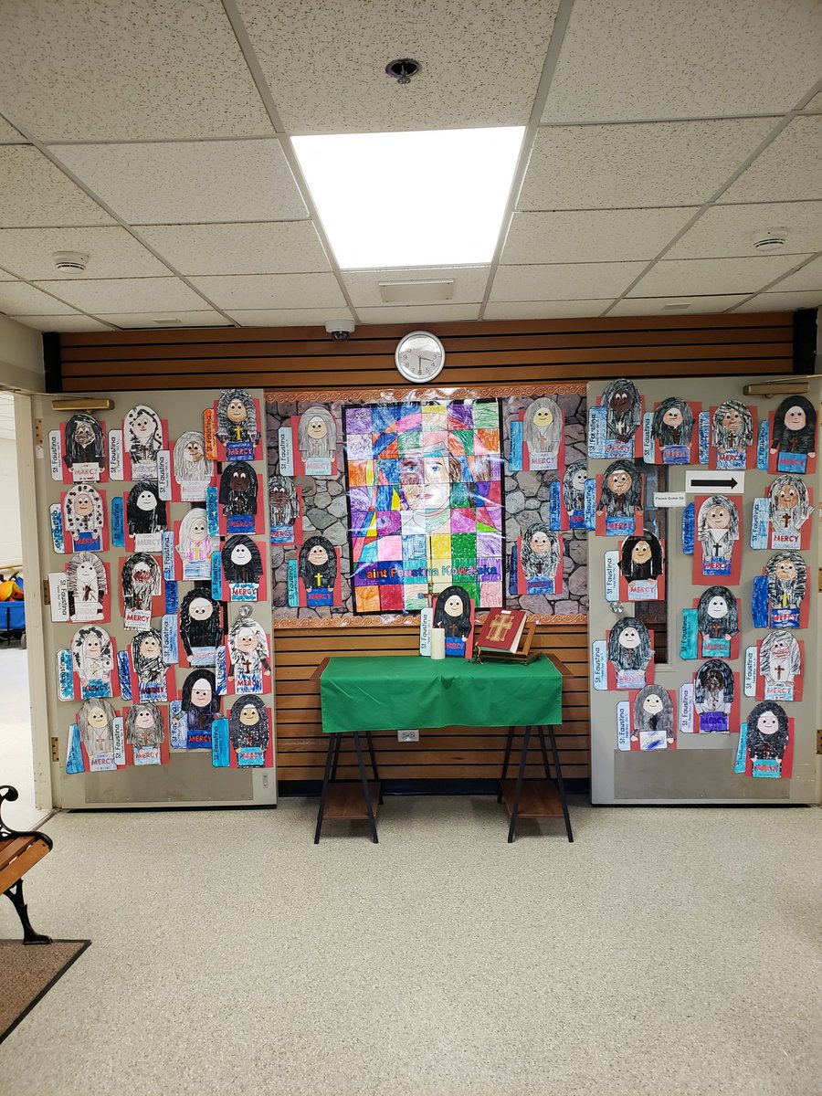 In honour of St. Maria Faustina's feast day on October 5th, our students worked together to make this collaborative art piece for our school prayer table. Great job Heroes!